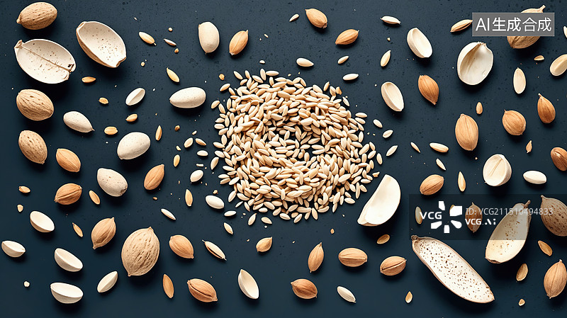 【AI数字艺术】自然与加工：杏仁的两种形态图片素材