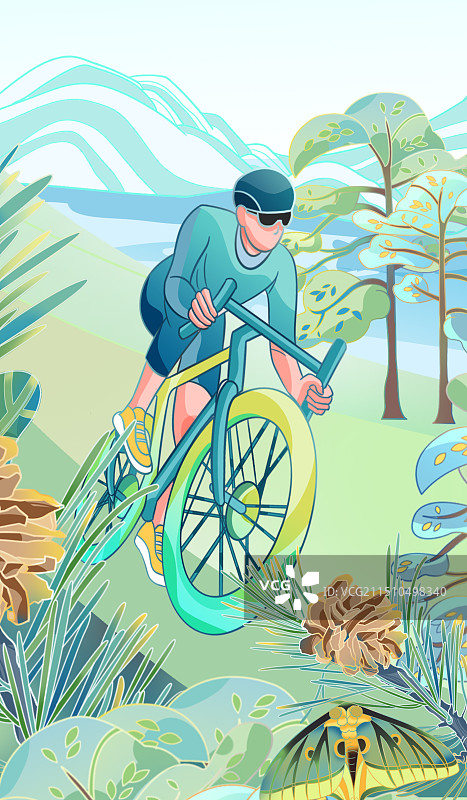 立秋户外骑行插画图片素材