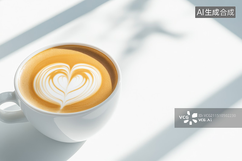 【AI数字艺术】咖啡拉花心形设计图片素材