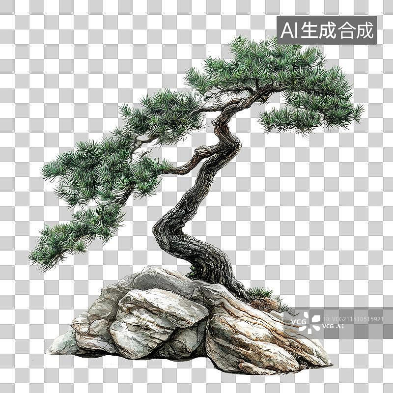 【AI数字艺术】国潮国风松树元素图片素材