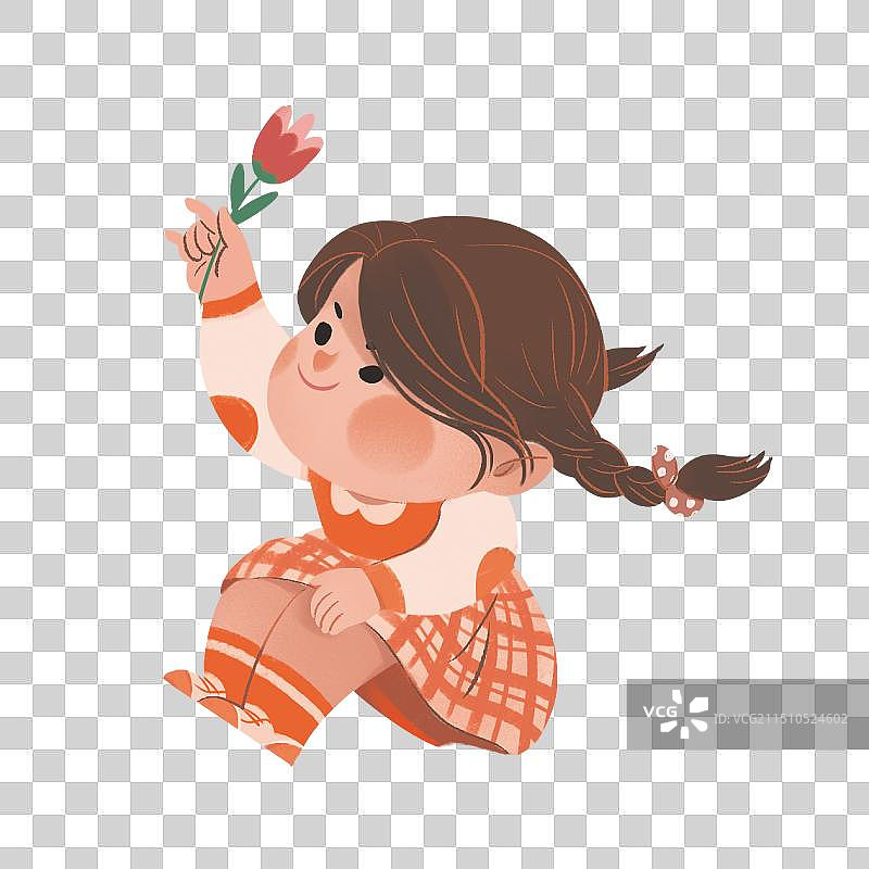 手举着花的女孩图片素材