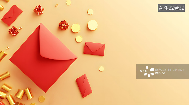【AI数字艺术】红包金币背景图片素材