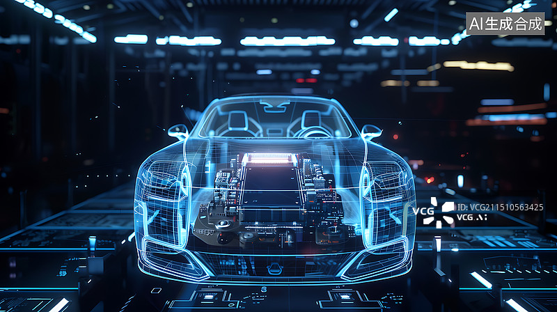 【AI数字艺术】汽车芯片科技背景图图片素材