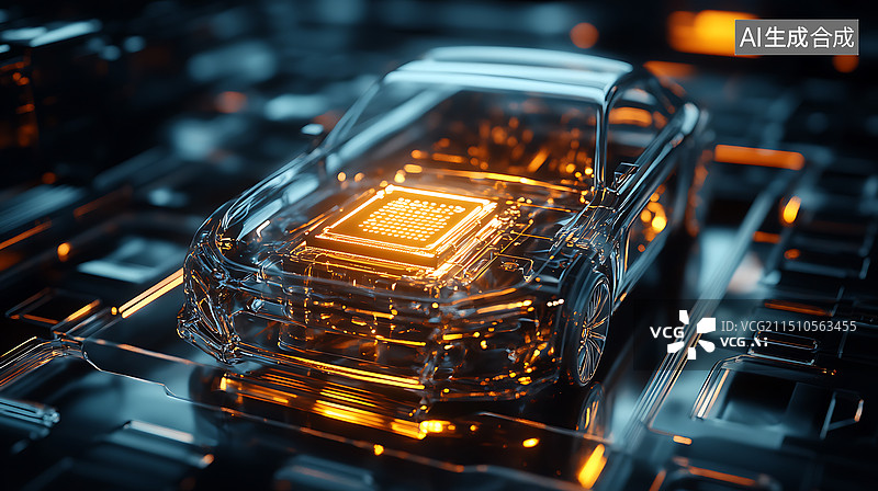 【AI数字艺术】汽车芯片科技背景图图片素材