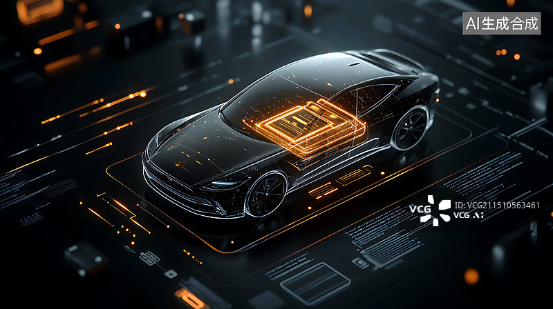 【AI数字艺术】汽车芯片科技背景图图片素材