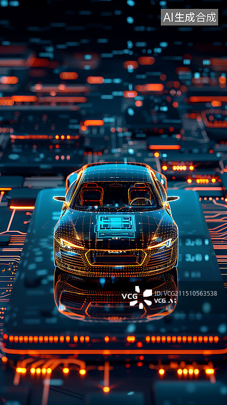 【AI数字艺术】汽车芯片科技背景图图片素材