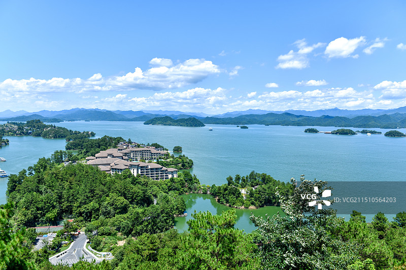 蓝天白云千岛湖图片素材