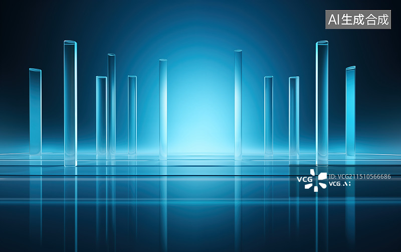 【AI数字艺术】蓝色玻璃图片素材