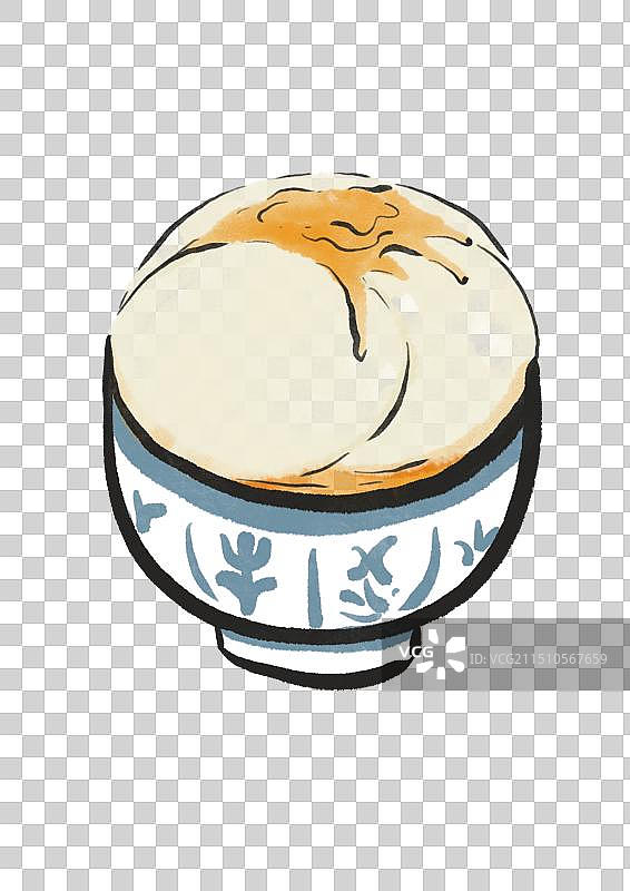 水墨风潮汕美食插画元素-豆腐花图片素材