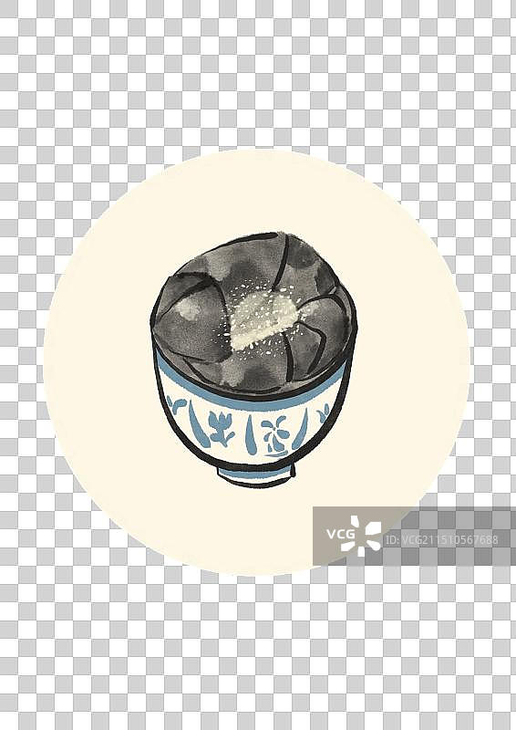 水墨风潮汕美食插画元素-菜粿图片素材