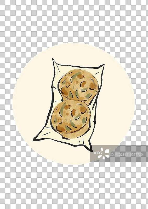 水墨风潮汕美食插画元素-猪脚圈图片素材