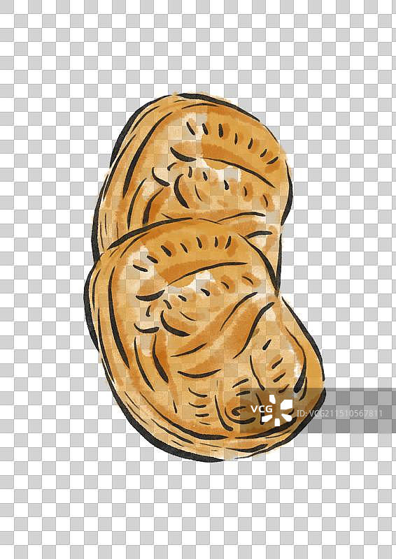 水墨风潮汕美食插画元素-腐乳饼图片素材