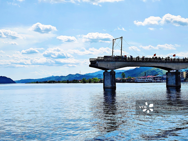 鸭绿江河口断桥图片素材