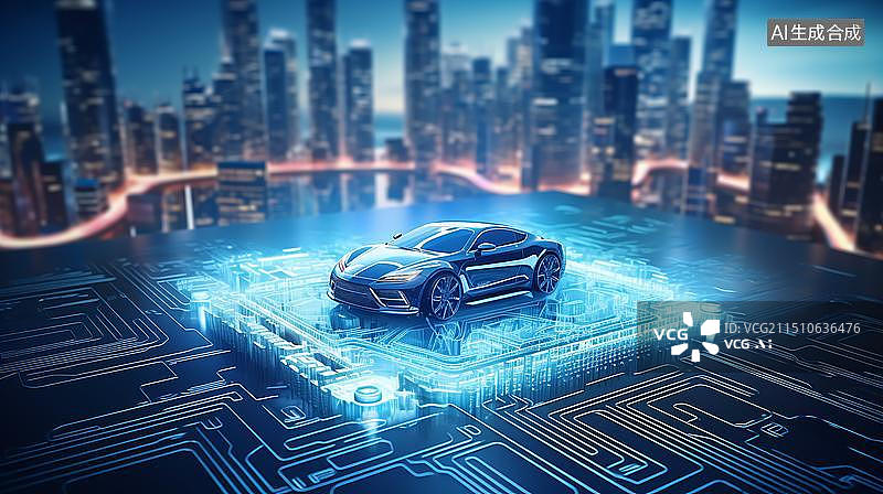【AI数字艺术】未来汽车芯片主题背景图片图片素材