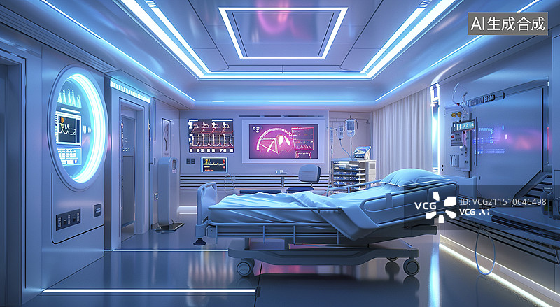 【AI数字艺术】未来病床病房的c4d渲染图图片素材