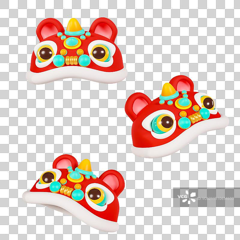 3D渲染的春节红色喜庆虎头帽年俗中国传统文化新年元素图片素材