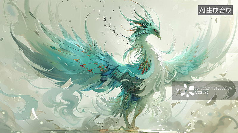 【AI数字艺术】山海经神兽青鸾图片素材