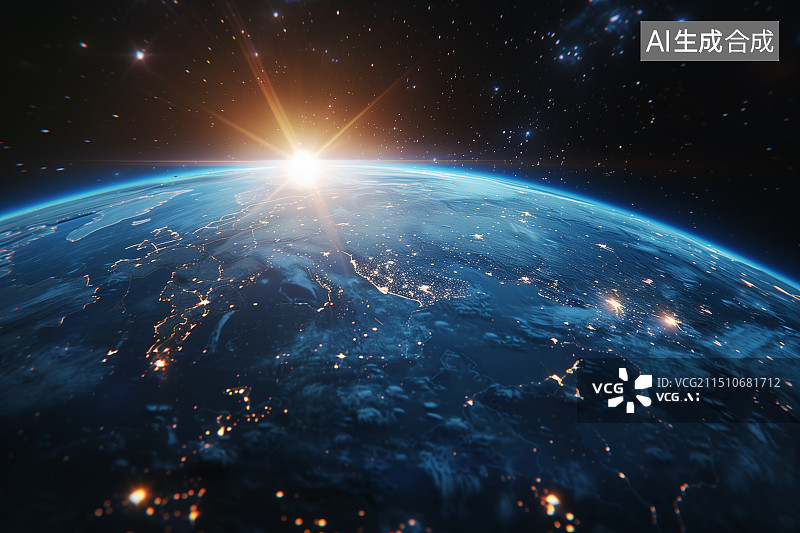 【AI数字艺术】发光的星球图片素材