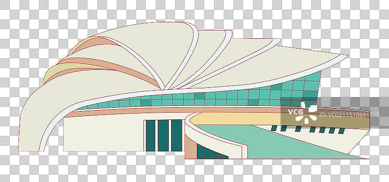 国风地标系列—大连贝壳博物馆 矢量插画图片素材