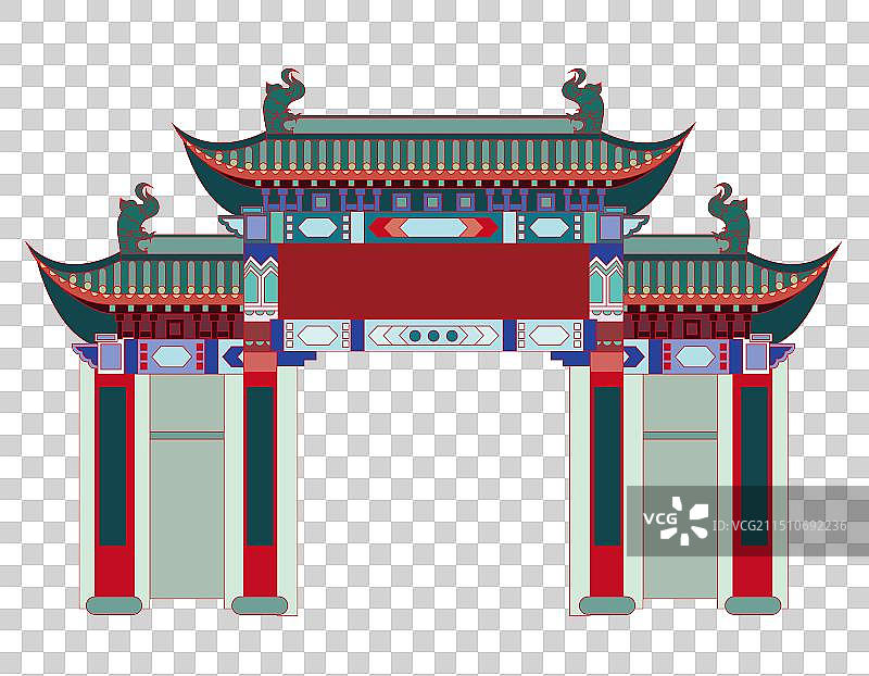 国风地标系列—河北 武强 武强年画博物馆 矢量插画图片素材