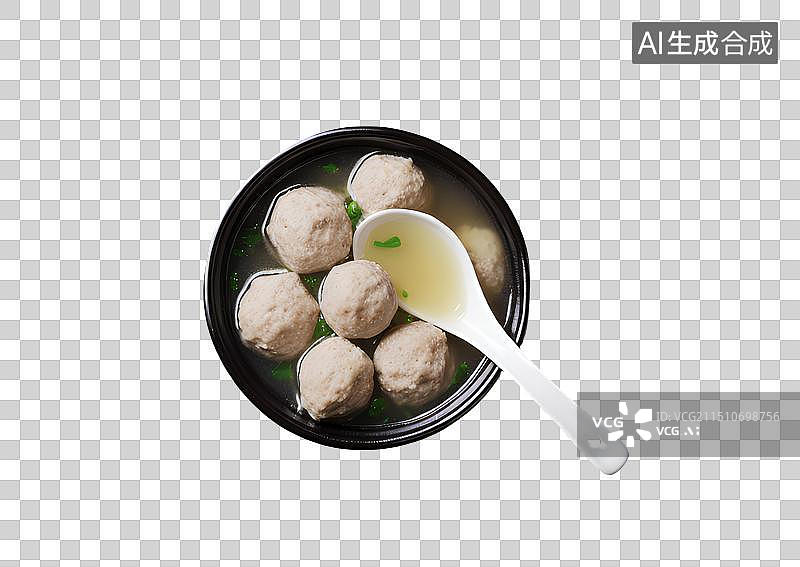 【AI数字艺术】一碗丸子汤，鱼丸，牛肉丸，清汤，中国美食免抠素材图片素材