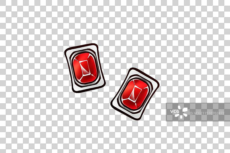 方形银边红宝石，卡通唯美宝石系列免扣元素图片素材