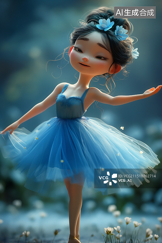 【AI数字艺术】一个3D跳舞的小女孩图片素材