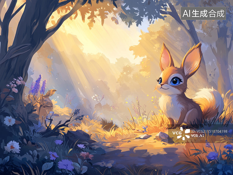 【AI数字艺术】秋天森林里的小狐狸图片素材