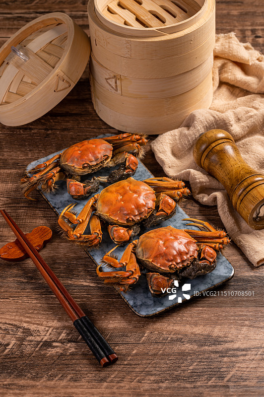 清蒸盘锦稻田河蟹图片素材