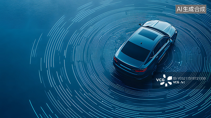 【AI数字艺术】车路云一体化自动驾驶汽车芯片雷达感应无人驾驶数据分析图片素材