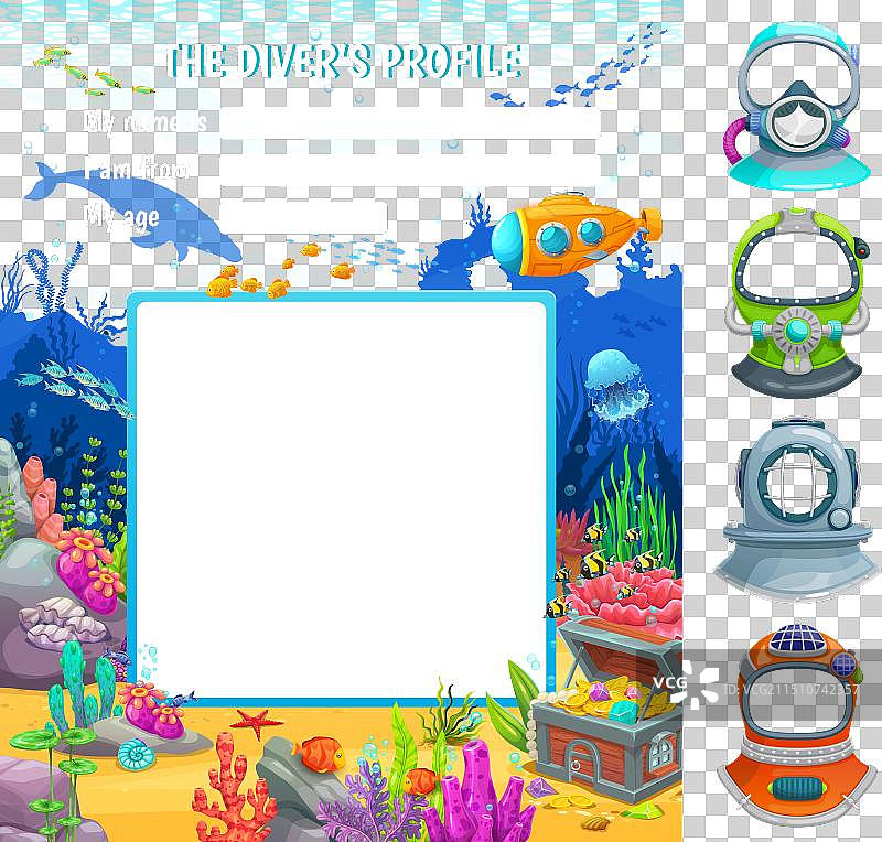 蛙人或潜水员社交网络资料表单图片素材