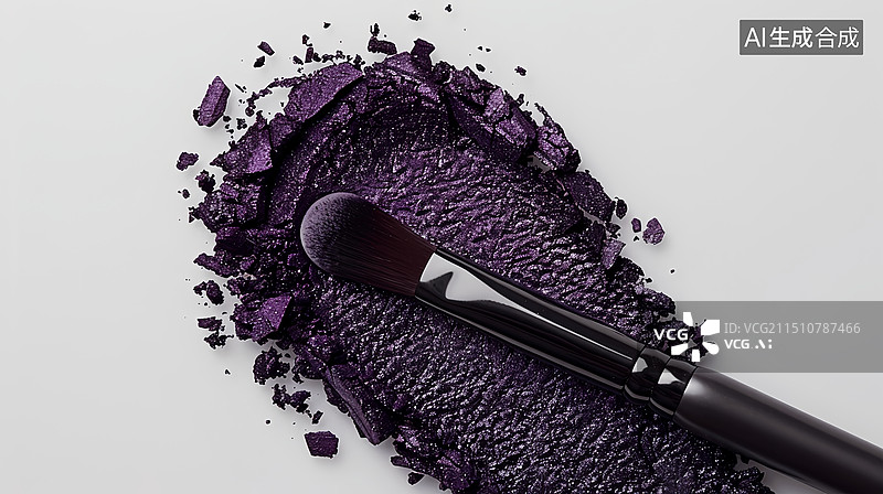 【AI数字艺术】深紫色眼影化妆刷彩妆背景图图片素材