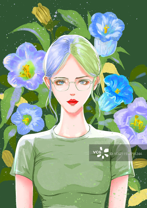 花与女孩05图片素材