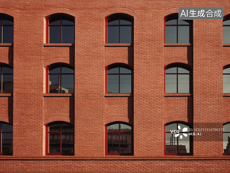 【AI数字艺术】工业风红砖老建筑局部特写插画背景图图片素材
