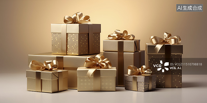 【AI数字艺术】金色礼物盒C4D图片素材