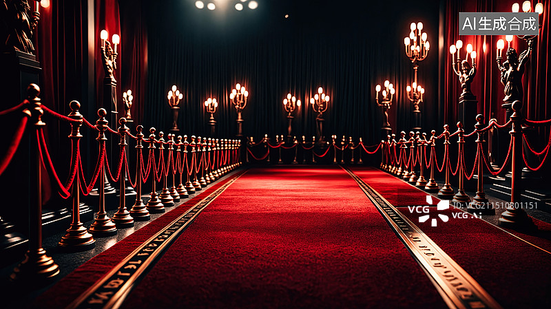 【AI数字艺术】奢华的红地毯走廊图片素材