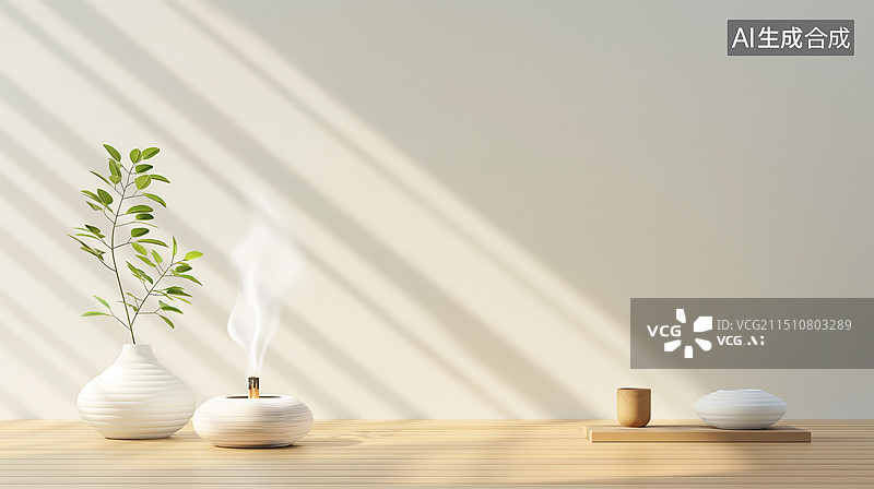 【AI数字艺术】禅意家居装饰——插花、焚香图片素材