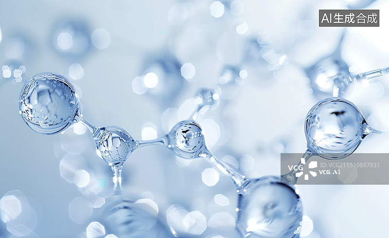 【AI数字艺术】分子结构模型科技背景图片素材