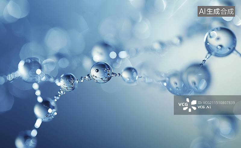 【AI数字艺术】分子结构模型科技背景图片素材