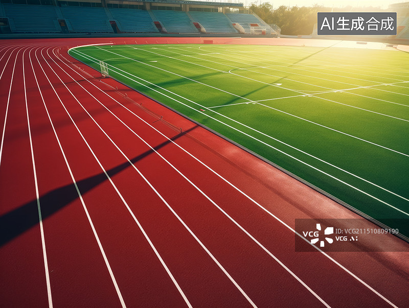 【AI数字艺术】体育场的红色跑道图片素材