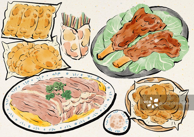 国潮风开封美食插画图片素材
