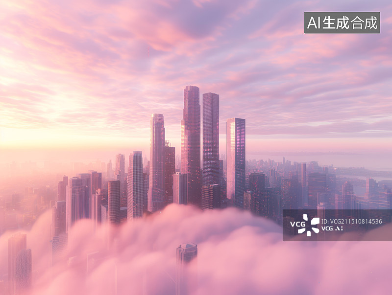 【AI数字艺术】科技感未来城市天际线背景，金融赛博朋克科技插画图片素材