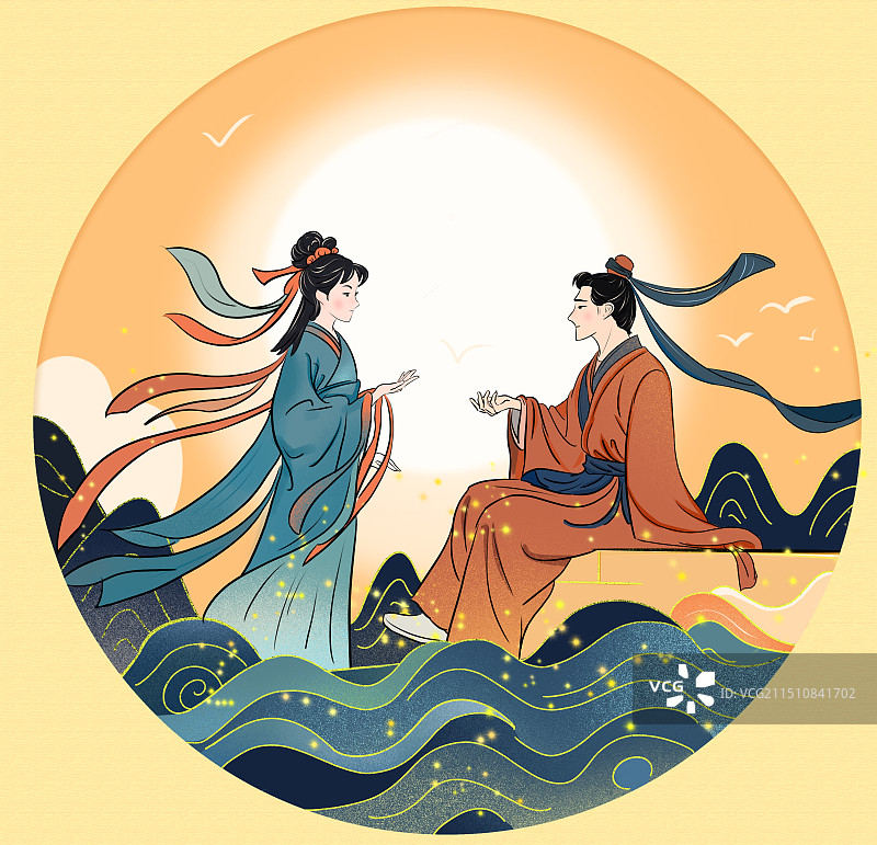 七夕节牛郎织女图片素材