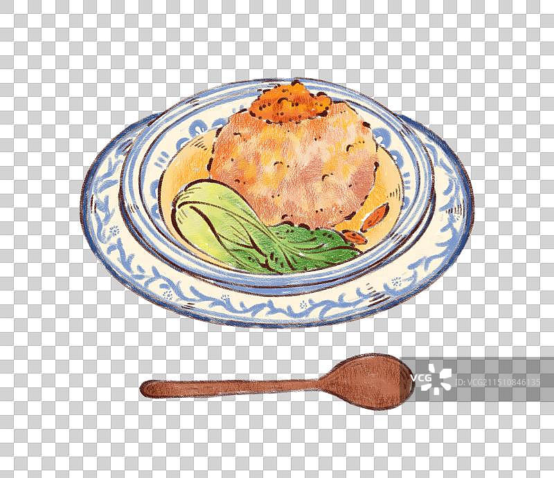 手绘江苏传统特色美食蟹粉狮子头插画图片素材