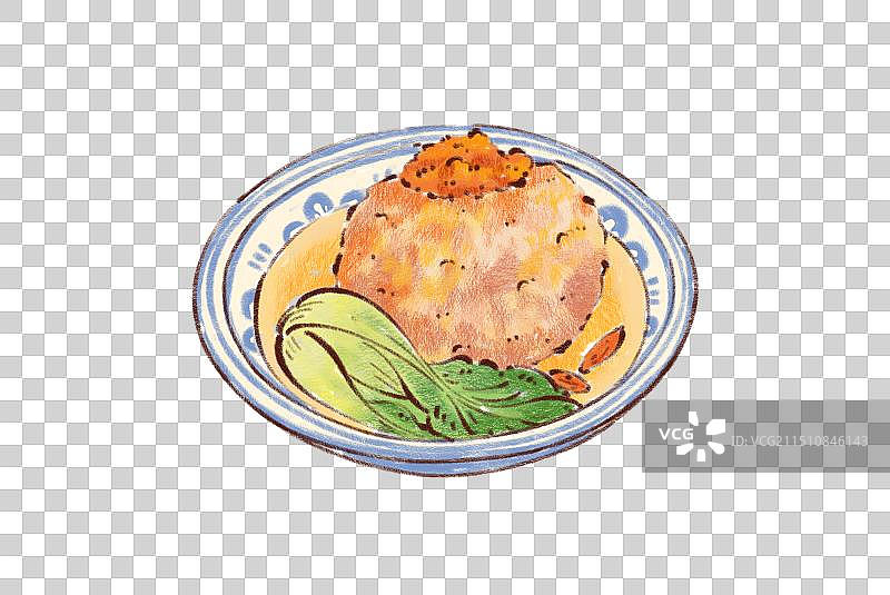 手绘江苏传统特色美食蟹粉狮子头插画图片素材