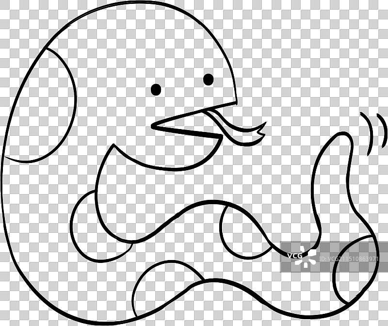 蛇生肖动物形象卷尾可爱描线线稿素材图片素材