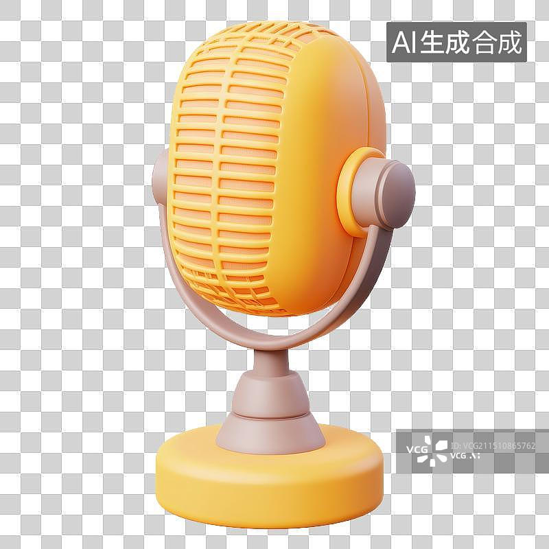 【AI数字艺术】3D渲染卡通麦克风元素图片素材