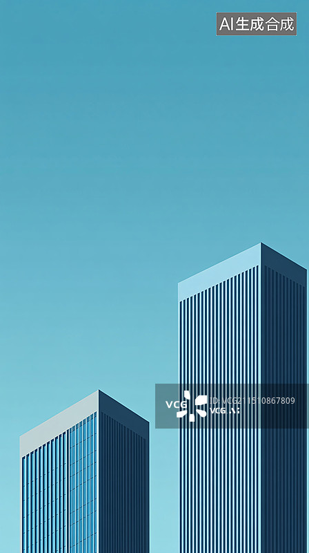 【AI数字艺术】现代城市建筑高楼大厦仰视图金融商业背景图片素材