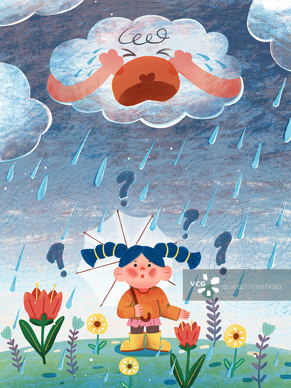 雨水节气儿童插画图片素材