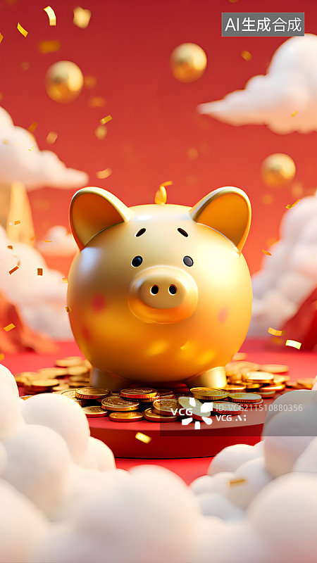 【AI数字艺术】金猪金融概念三维插画图片素材